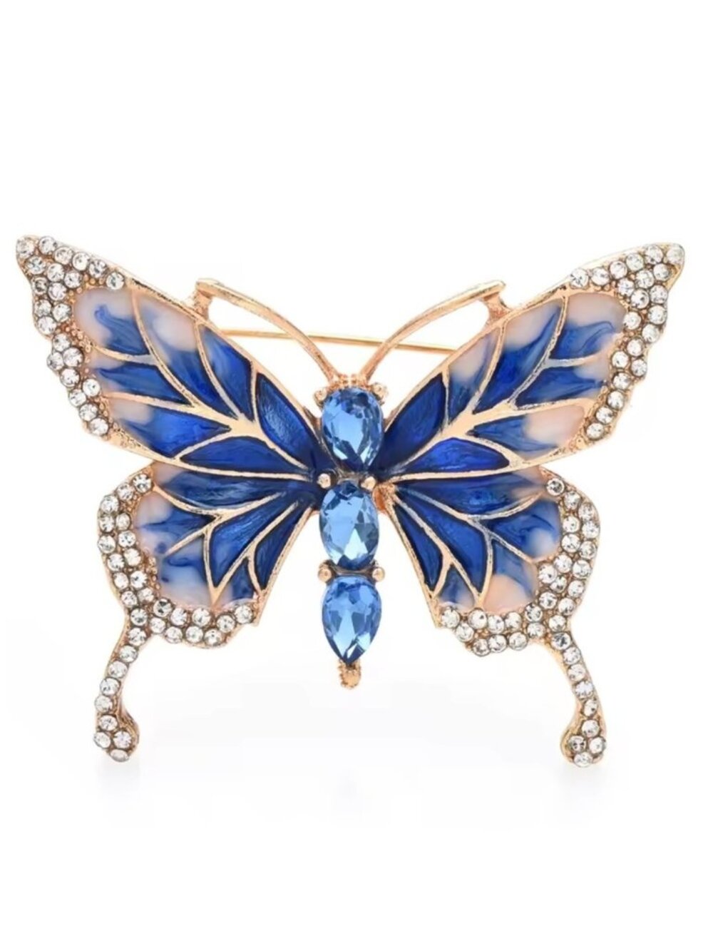 Blue Butterfly Crystal Brooch